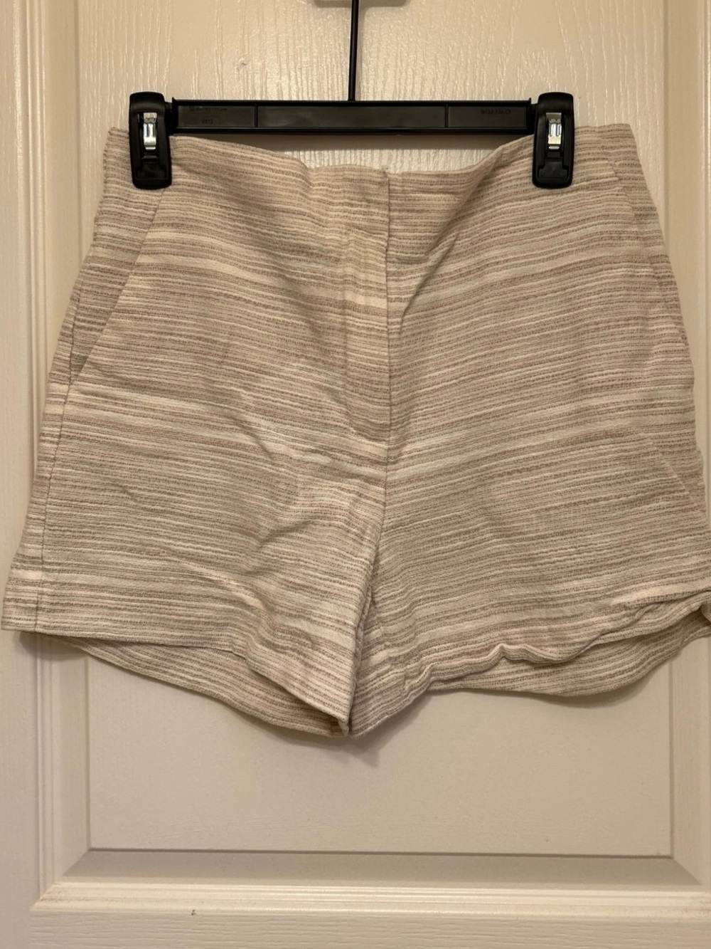 LOFT Neutral Striped Tailored Shorts